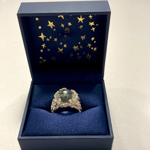 Size 5.5 Zoe & Morgan sterling silver coral ring with light blue quartz - Picture 2 of 3